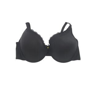 Adrienne Vittadini Padded Push Up Bra 40DD Womens Black Underwired Full Coverage